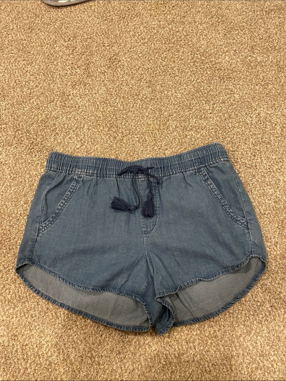 Ann Taylor Denim-Look Elastic Waist Athletic Shorts - Blue